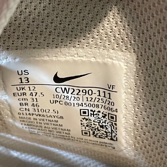 Nike Air Force 1 High Top Sneakers Size 13 White Leather & Mesh Mens - Picture 4 of 13